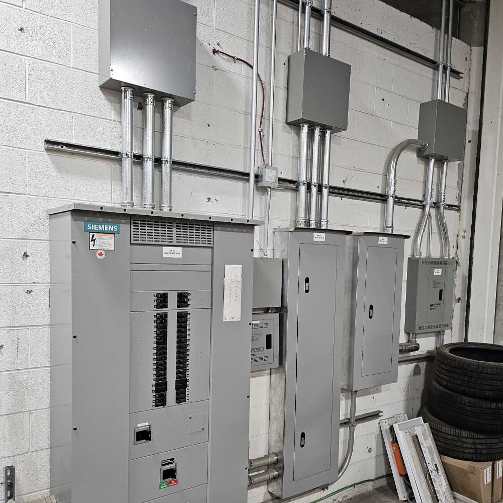 Business owner receiving commercial electrical panel installation services.